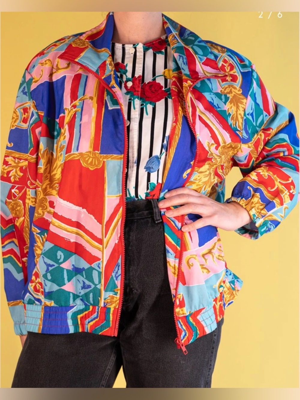 NWT Deadstock Vintage 80s 90s Avon Fashions Colourfull Windbreaker, Medium